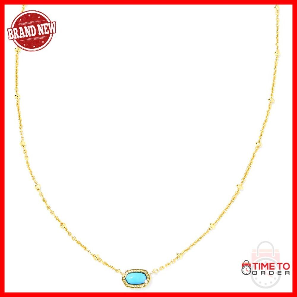 Gold-Plated Mini Pendant Necklace with 15" Chain and Adjustable Clasp